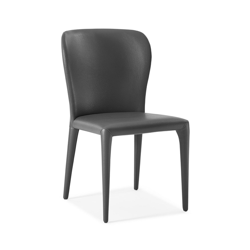Set Of 2 Gray Faux Leather Dining Chairs By Homeroots - 370663