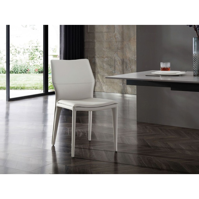 Set Of 2 Gray Faux Leather Metal Dining Chairs By Homeroots