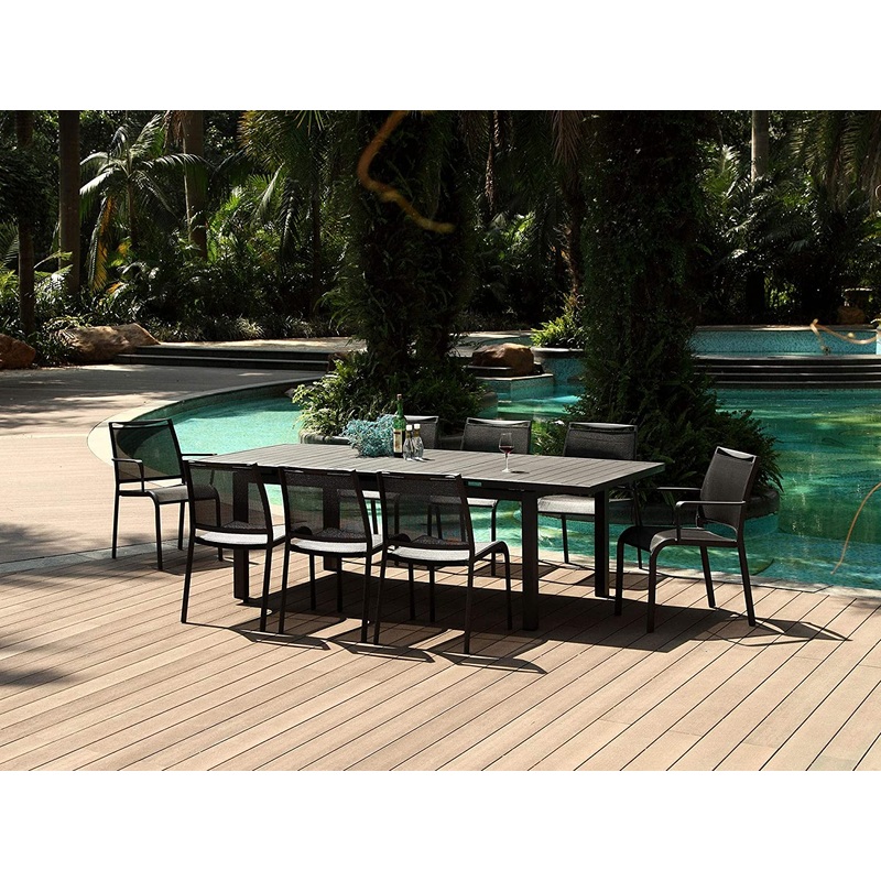 Set Of 2 Gray Stackable Aluminum Sling Armless Chairs By Homeroots