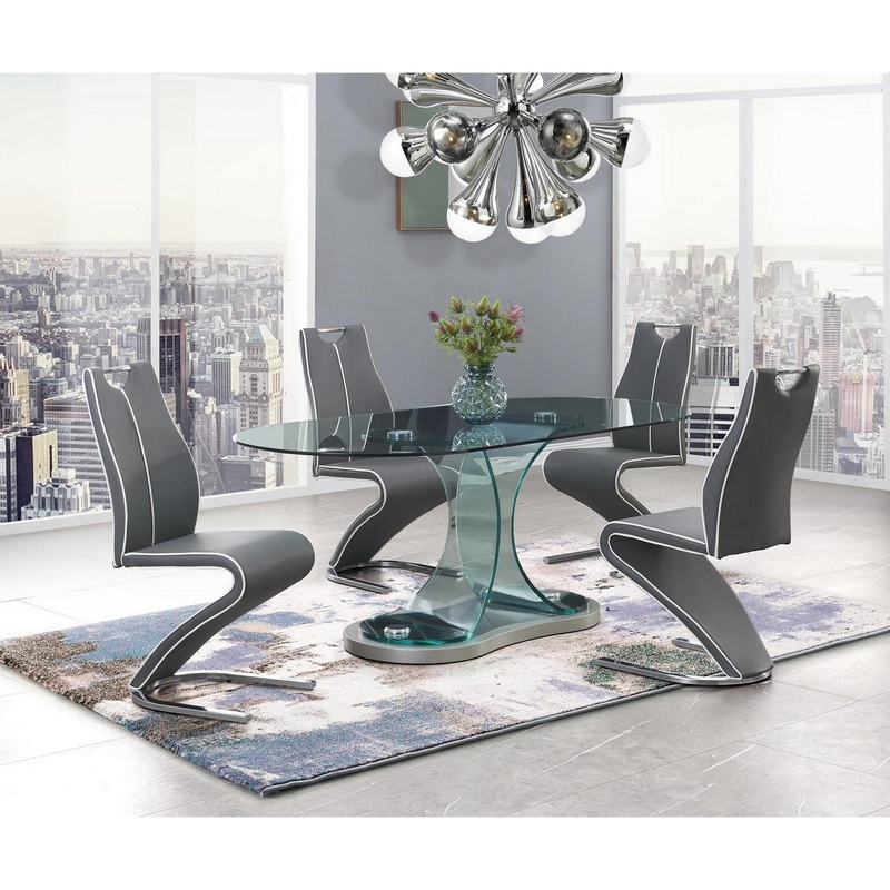 Set Of 2 Grey And White Z Style Design Dining Chairs With Metalic Base And Seat Back Handle By Homeroots