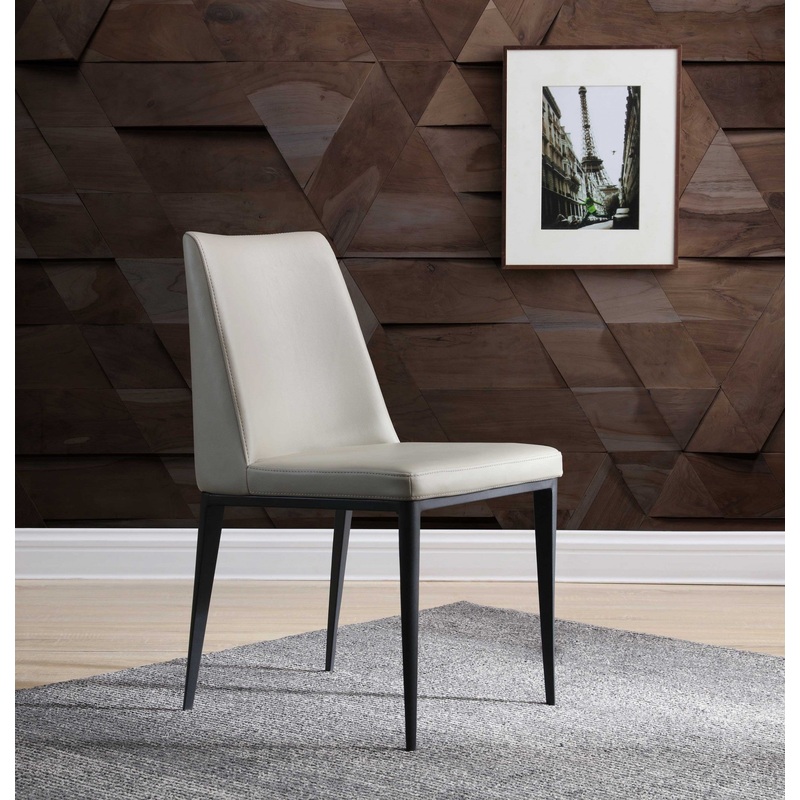 Set Of 2 Light Grey Faux Leather And Metal Dining Chairs By Homeroots