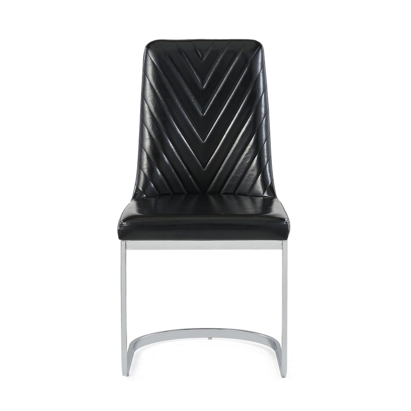 Set Of 2 Modern Black Dining Chairs With Horse Shoe Style Metal Base By Homeroots