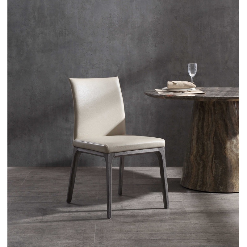 Set Of 2 Taupe Faux Leather Dining Chairs By Homeroots - 370658