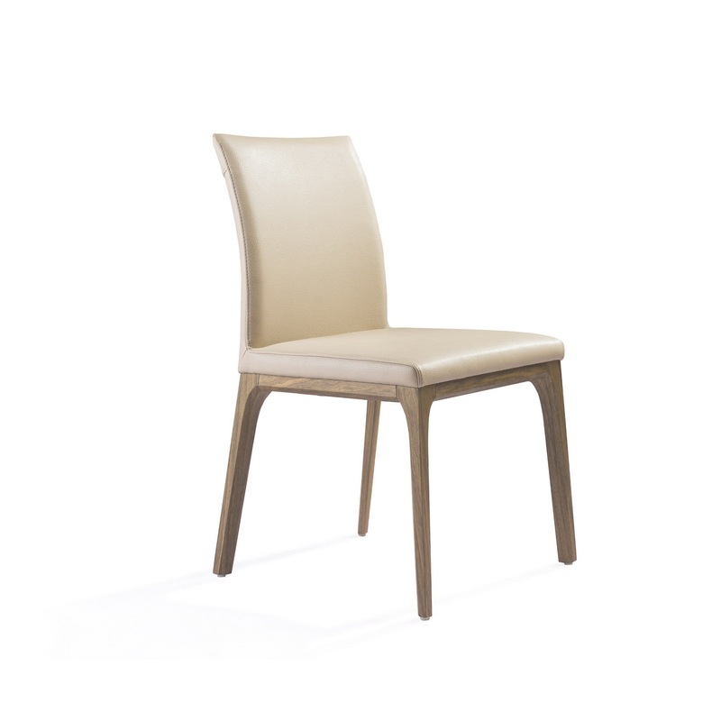Set Of 2 Taupe Faux Leather Dining Chairs By Homeroots - 370661