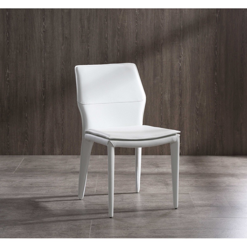 Set Of 2 White Faux Leather Dining Chairs By Homeroots - 370670