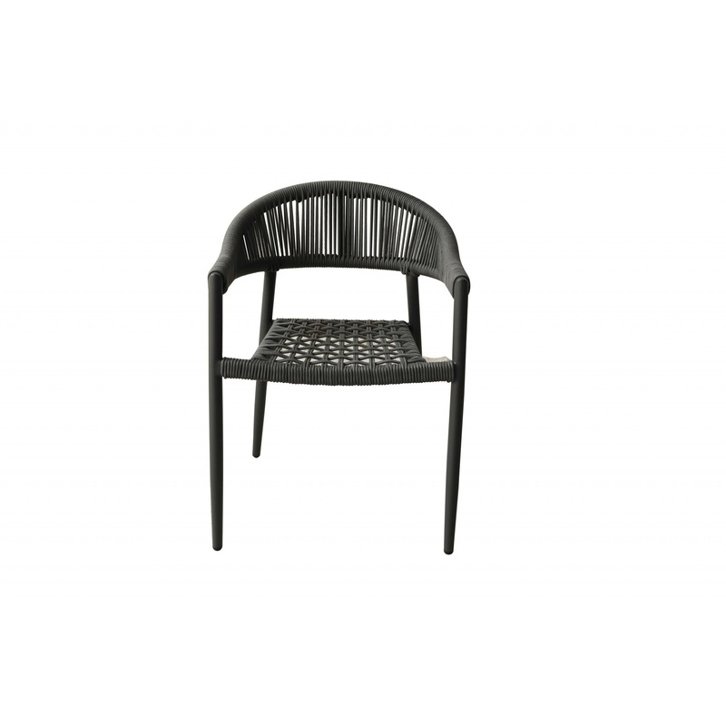 Set Of 4 Gray Open Weave Patio Arm Chairs By Homeroots