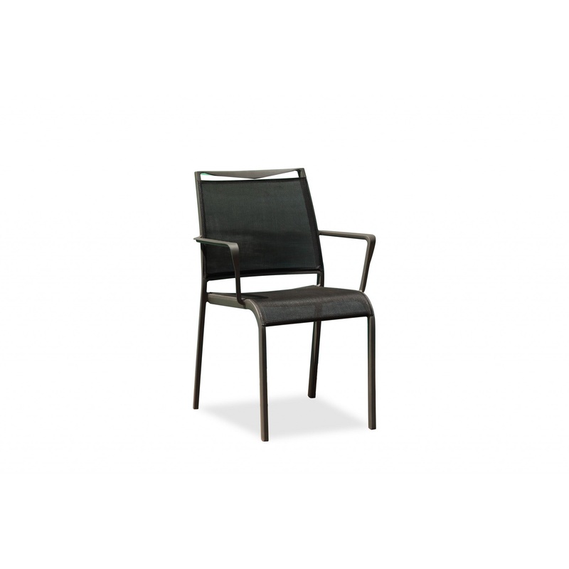 Set Of 4 Gray Stackable Aluminum Sling Arm Chairs By Homeroots