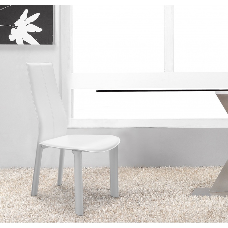 Set Of 4 Modern Dining White Faux Leather Dining Chairs By Homeroots