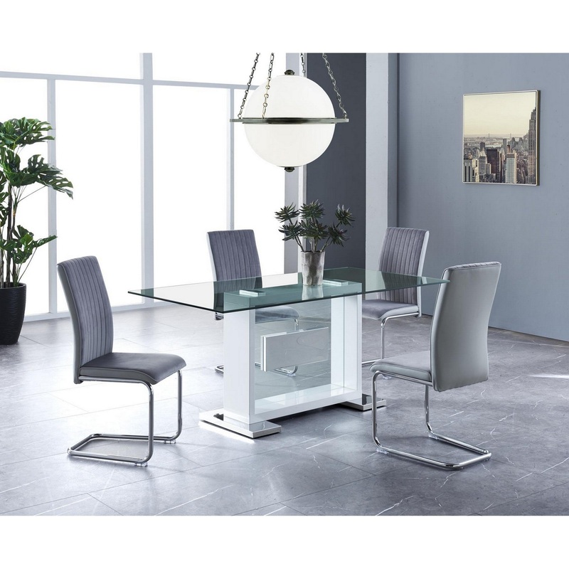 Set Of 4 Two Tone Grey And Chrome Dining Chairs By Homeroots