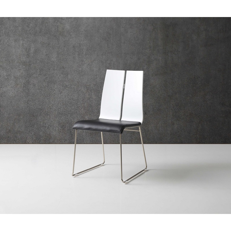 White And Black Faux Leather Metal Dining Chair By Homeroots