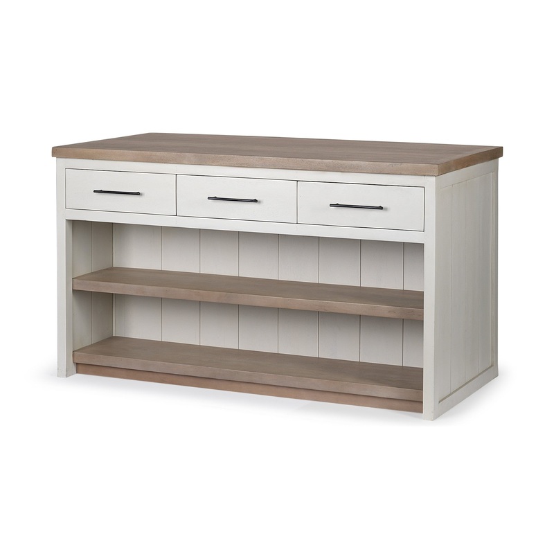 White And Brown Two Tone Wooden Kitchen Island With 3 Drawers By Homeroots