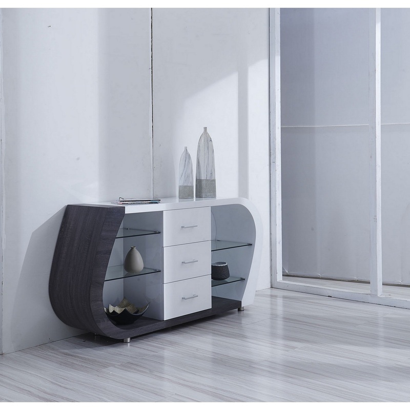 White And Grey Multi Tone Buffet With 3 Drawers By Homeroots