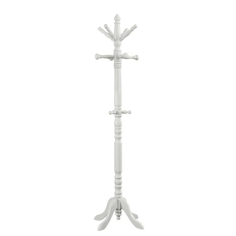 White Solid Wood Coat Rack with Triple Tiered Coat Stand By Homeroots