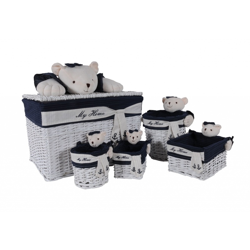 Whitebluerectangularbear Design Basket Set Of By Homeroots