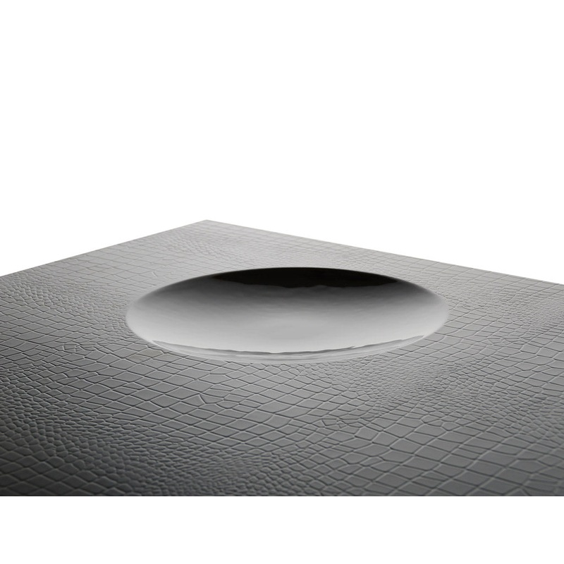 14.5" Black Crocodile Lacquer Coffee Table with 2 Drawers By Homeroots