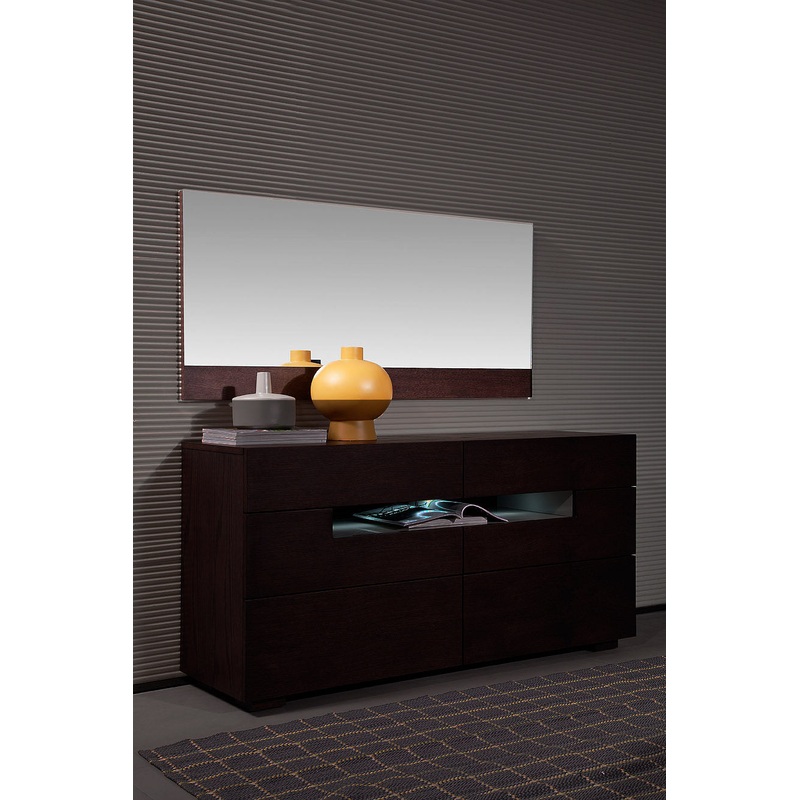 24" Brown Oak Veneer and Glass Mirror By Homeroots