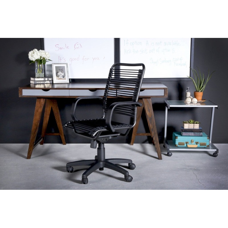 43" Black and Black Round Bungee Cord High Back Office Chair By Homeroots