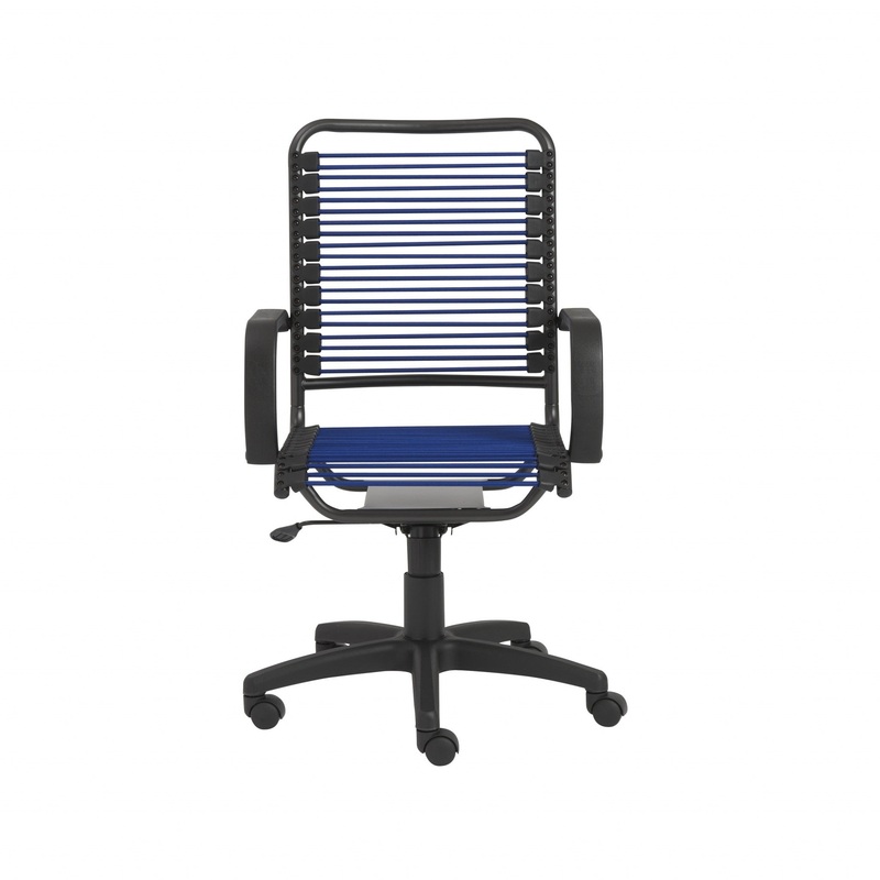 43" Black and Blue Round Bungee Cord High Back Office Chair By Homeroots