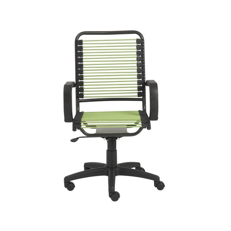 43" Black and Green Round Bungee Cord High Back Office Chair By Homeroots