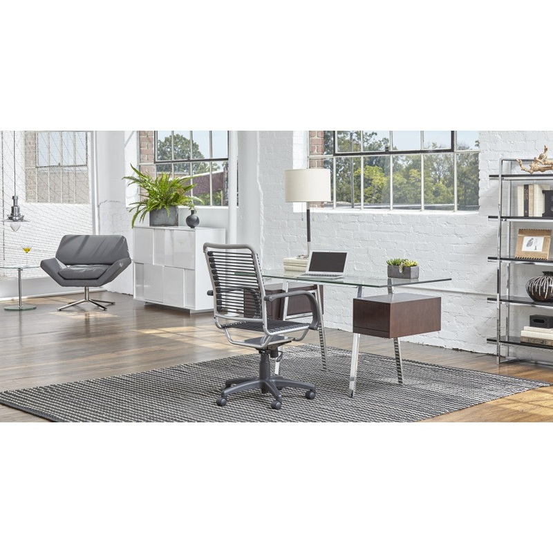 43" Chrome and Black Round Bungee Cord High Back Office Chair By Homeroots