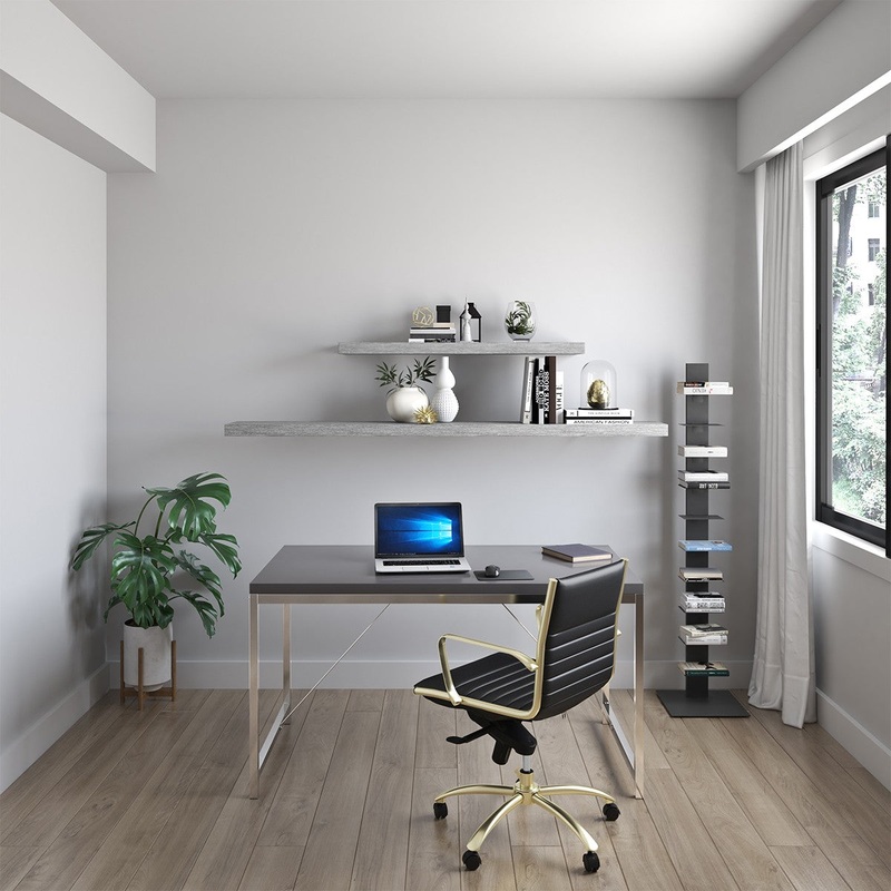 43" Dark Gray Whitewash Wooden Floating Shelf By Homeroots