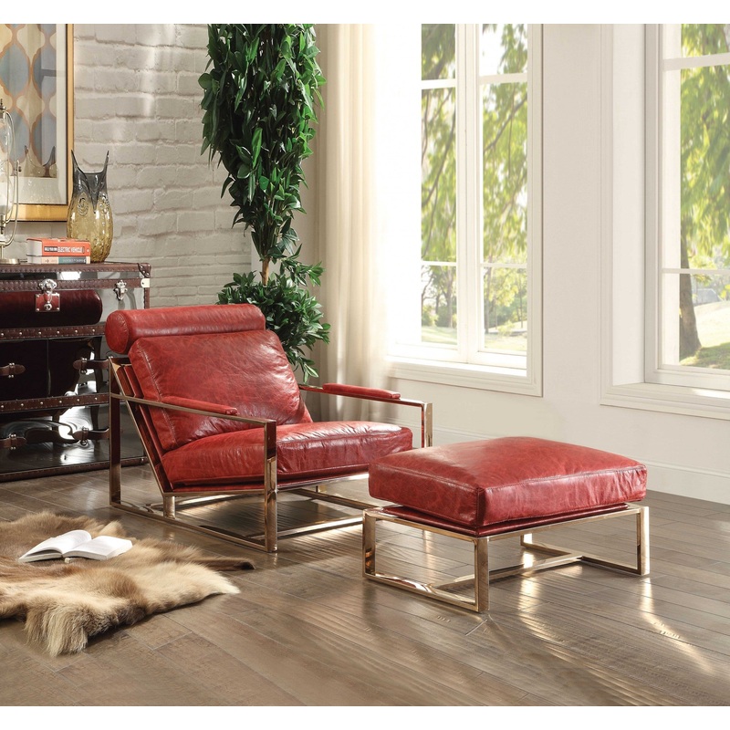 Antique Red Leather Accent Chair By Homeroots