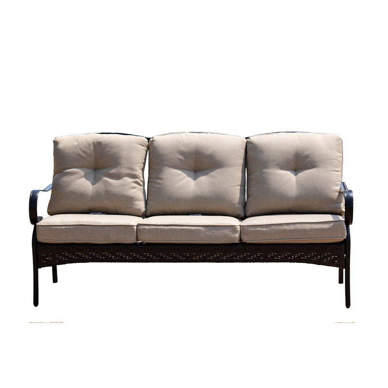 Black Steel Sofa with Beige Cushions By Homeroots - 374050
