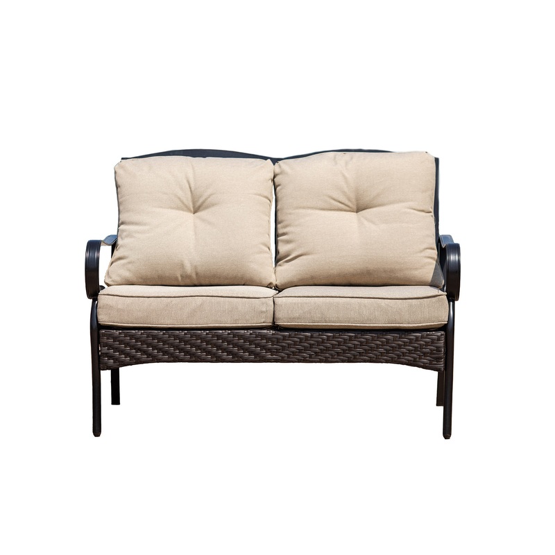 Black Steel Sofa with Beige Cushions By Homeroots - 374052