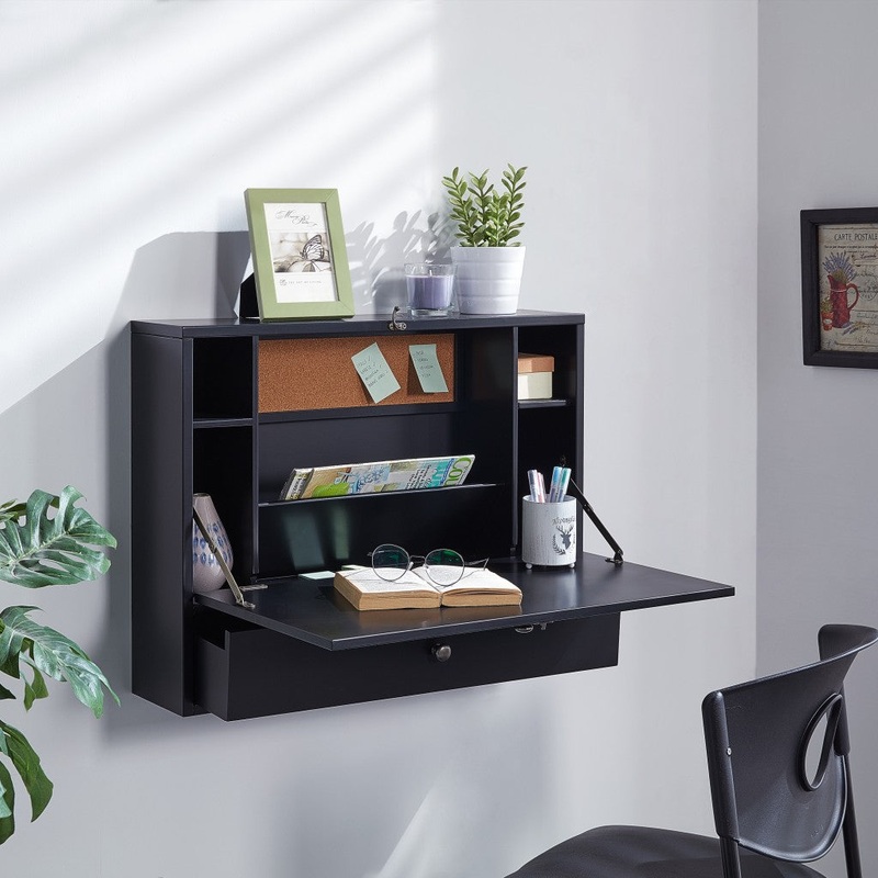Black Wall Mount Folding Desk By Homeroots