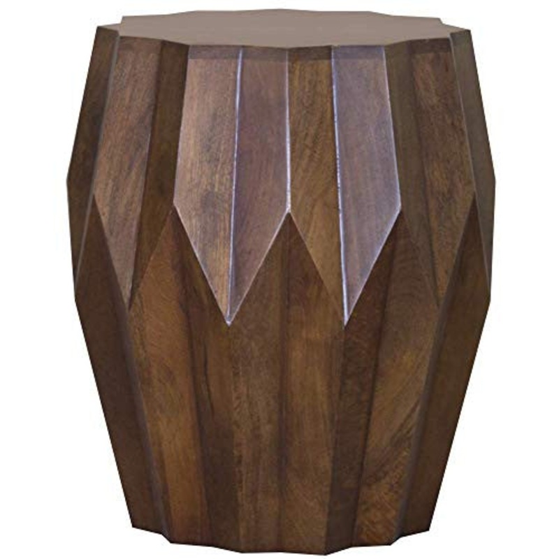 Boho Geo Brown Solid Wood End or Side Table By Homeroots