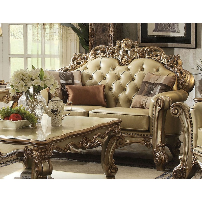 Bone Polyurethane Loveseat W Pillows By Homeroots