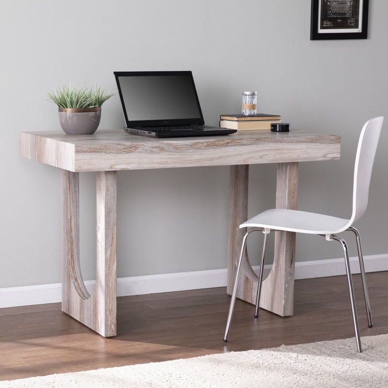 Brown Faux Marble Writing Desk By Homeroots