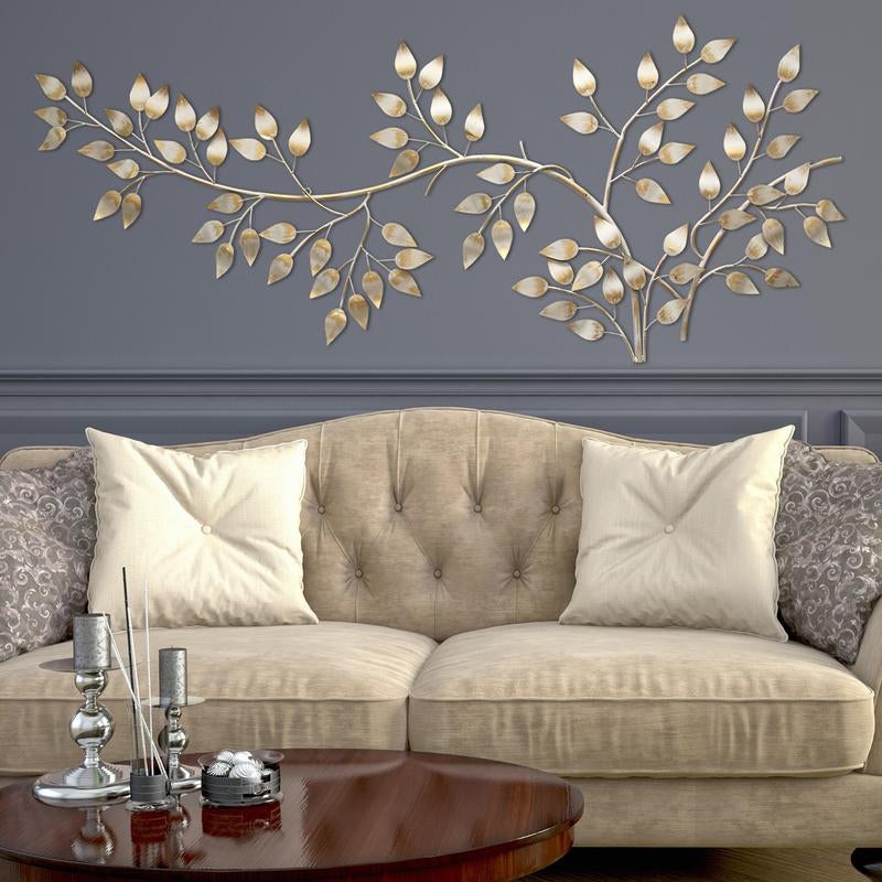 Brushed Gold Flowing Leaves Metal Wall Decor By Homeroots
