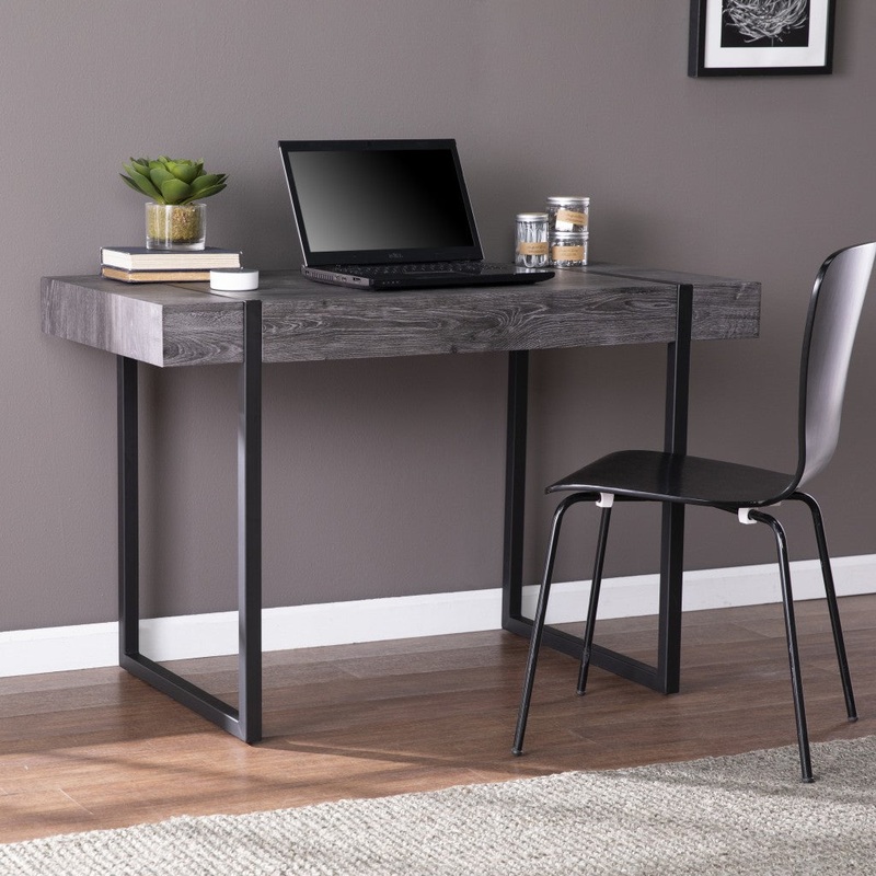 Charcoal Black Small Space Desk By Homeroots
