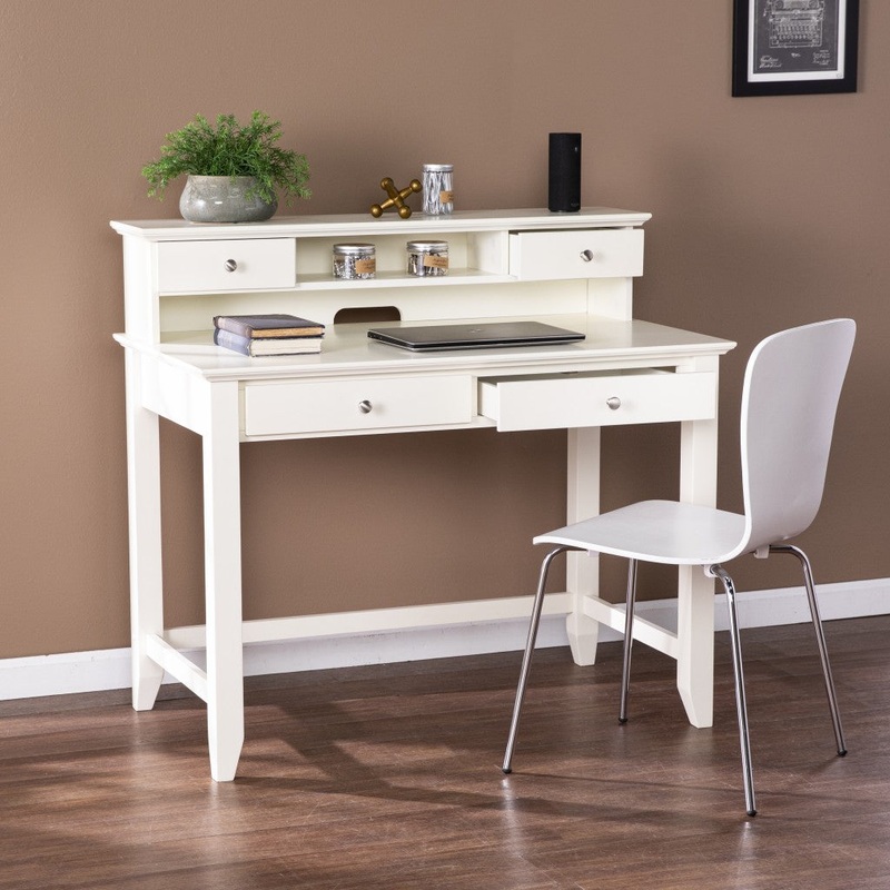 Creamy White Secretary Writing or Computer Desk By Homeroots