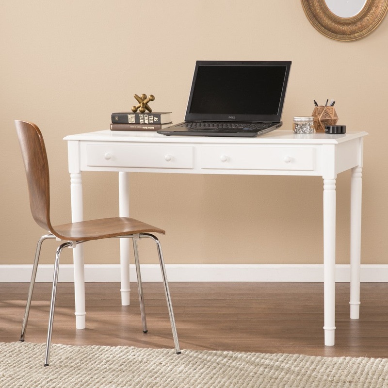 Crisp White Desk with Drawers By Homeroots