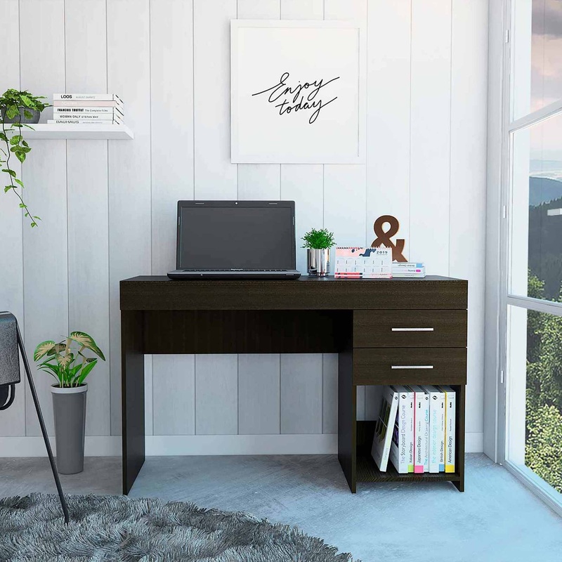 Deon Black Two Drawer Computer Desk By Homeroots