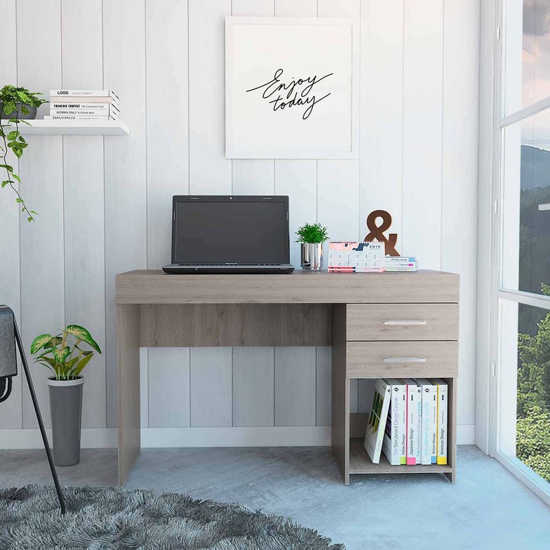 Deon Light Gray Two Drawer Computer Desk By Homeroots