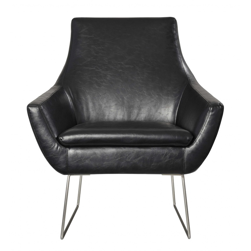 Distressed Black Faux Leather Armchair By Homeroots