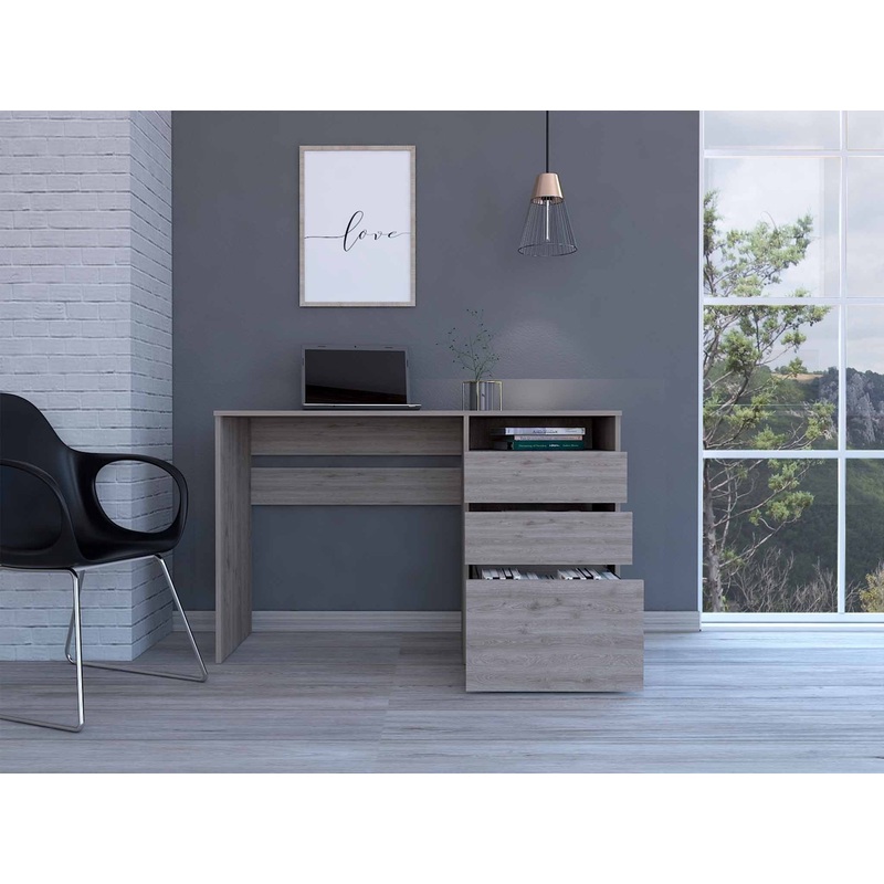 Echo Light Gray Computer Desk with Three Drawers By Homeroots