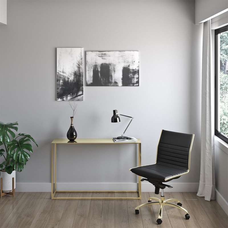 Executive Black and Gold Low Back No Arm Office Chair By Homeroots