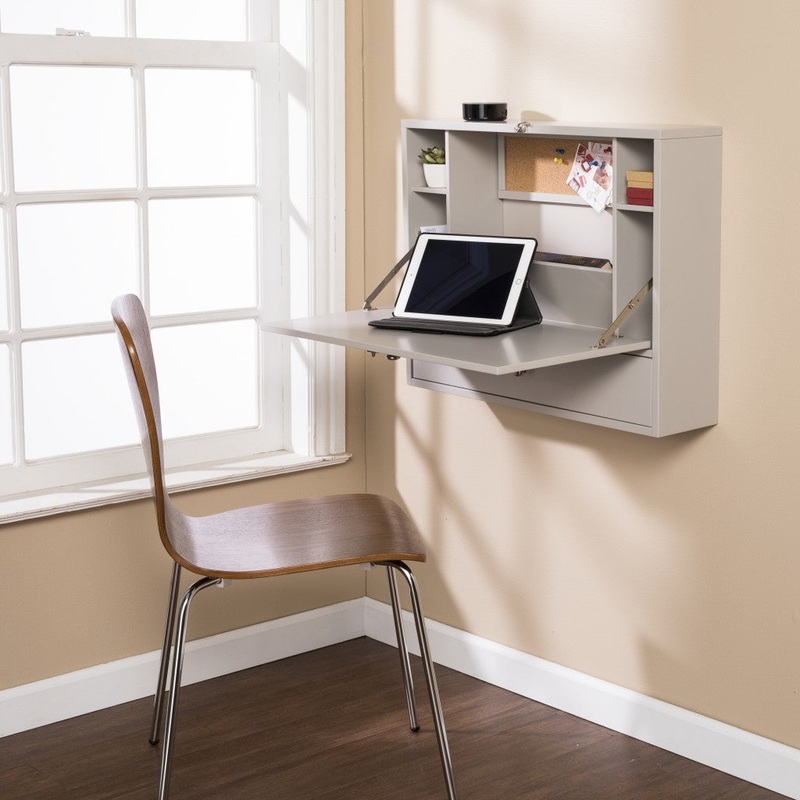 Gray Wall Mount Folding Desk By Homeroots