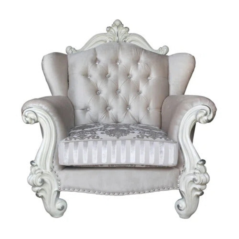Ivory Wood Chair & Pillows By Homeroots