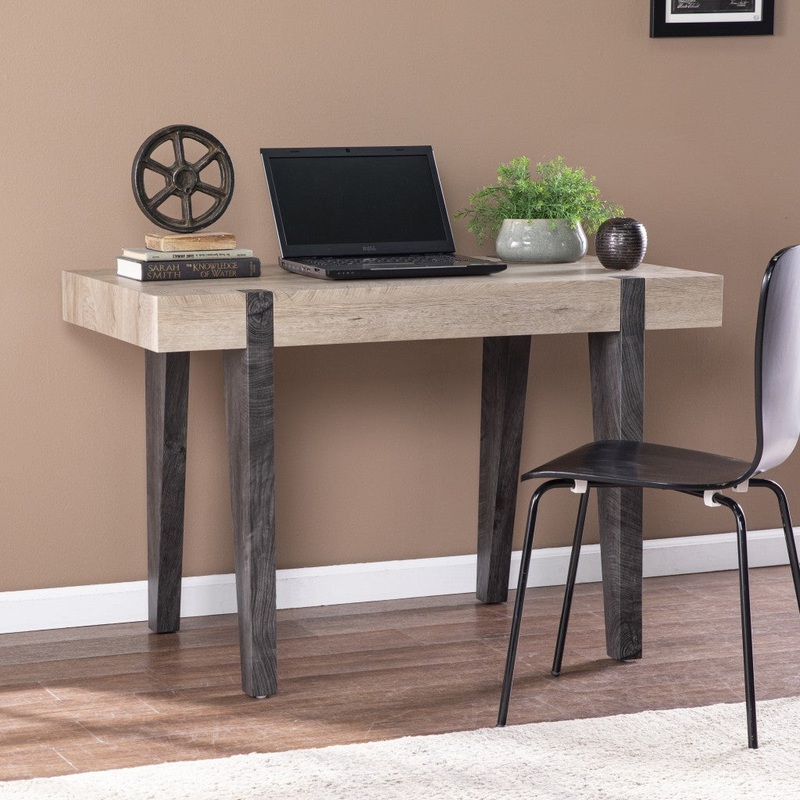 Modern Chunky Natural and Gray Wood Table Desk By Homeroots