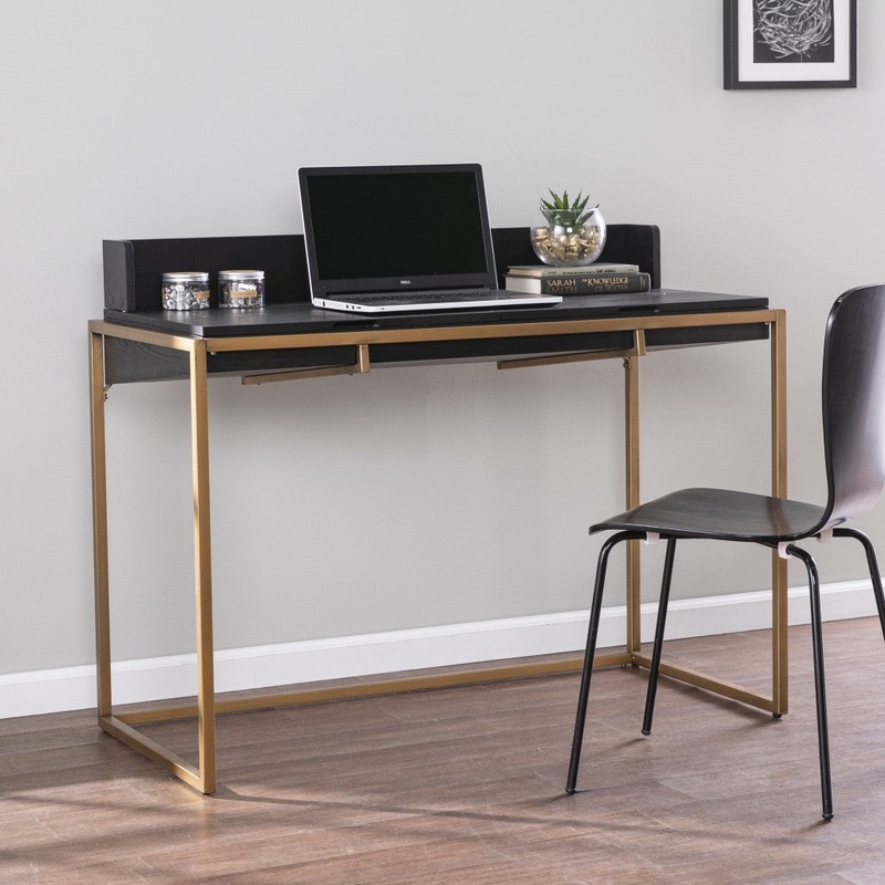 Modern Farmhouse Maple and Black Lift Top Adjustable Desk By Homeroots