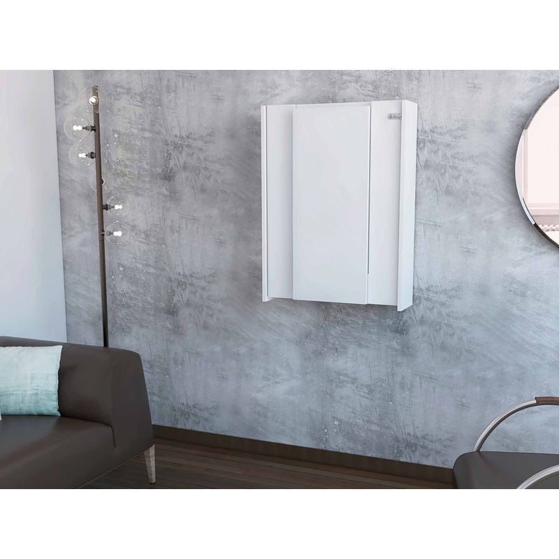 Modern White Retractable Desk or Bar Cabinet By Homeroots