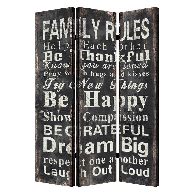 Multi Color Wood Canvas Family Rule Screen By Homeroots