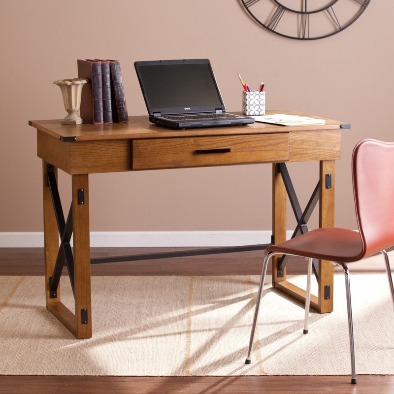 Natural Brown Adjustable Height Desk By Homeroots