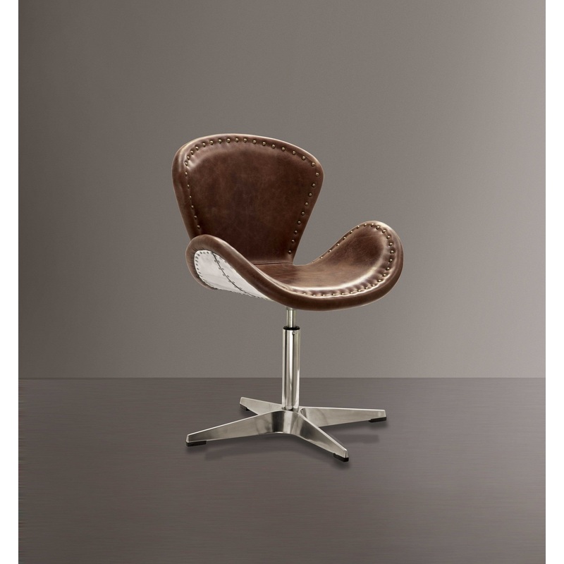 Retro Brown Leather Accent Chair (1Pc) By Homeroots