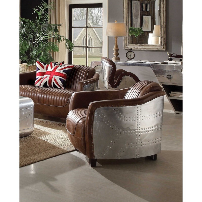 Retro Brown Leather Chair By Homeroots